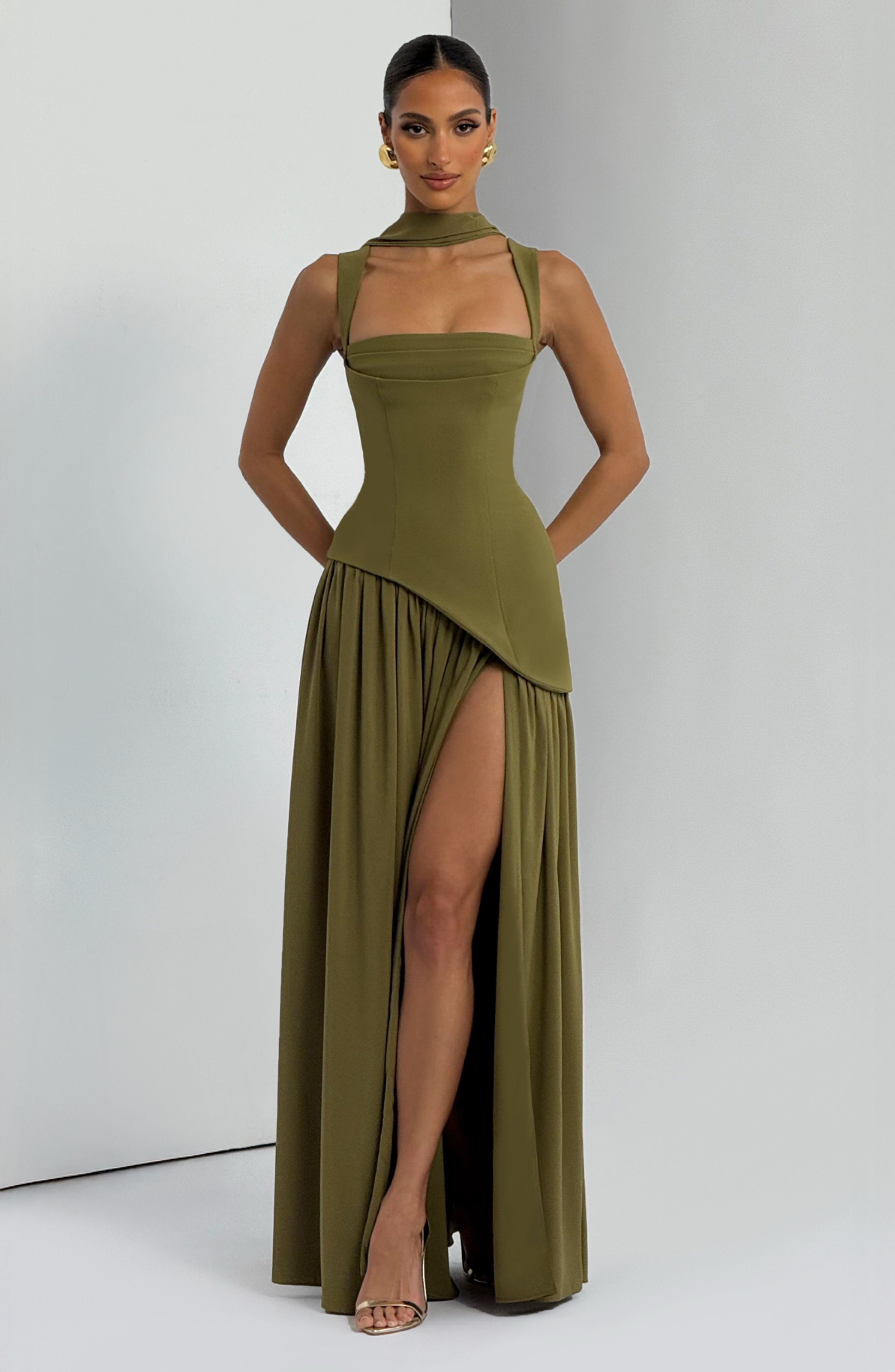 minilena Tullulah Maxi Dress Deep Olive