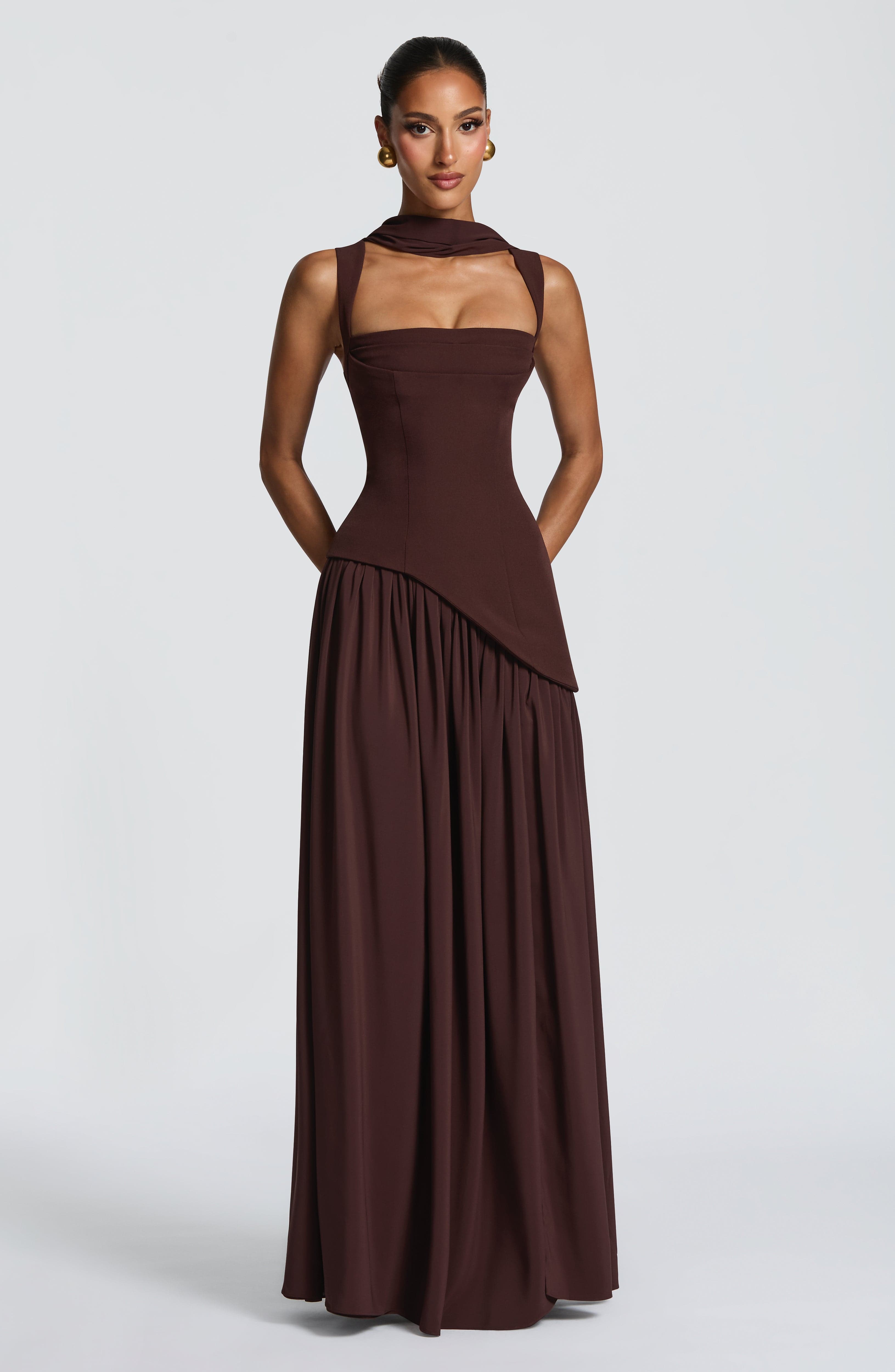 minilena Tullulah Maxi Dress Plum Brown