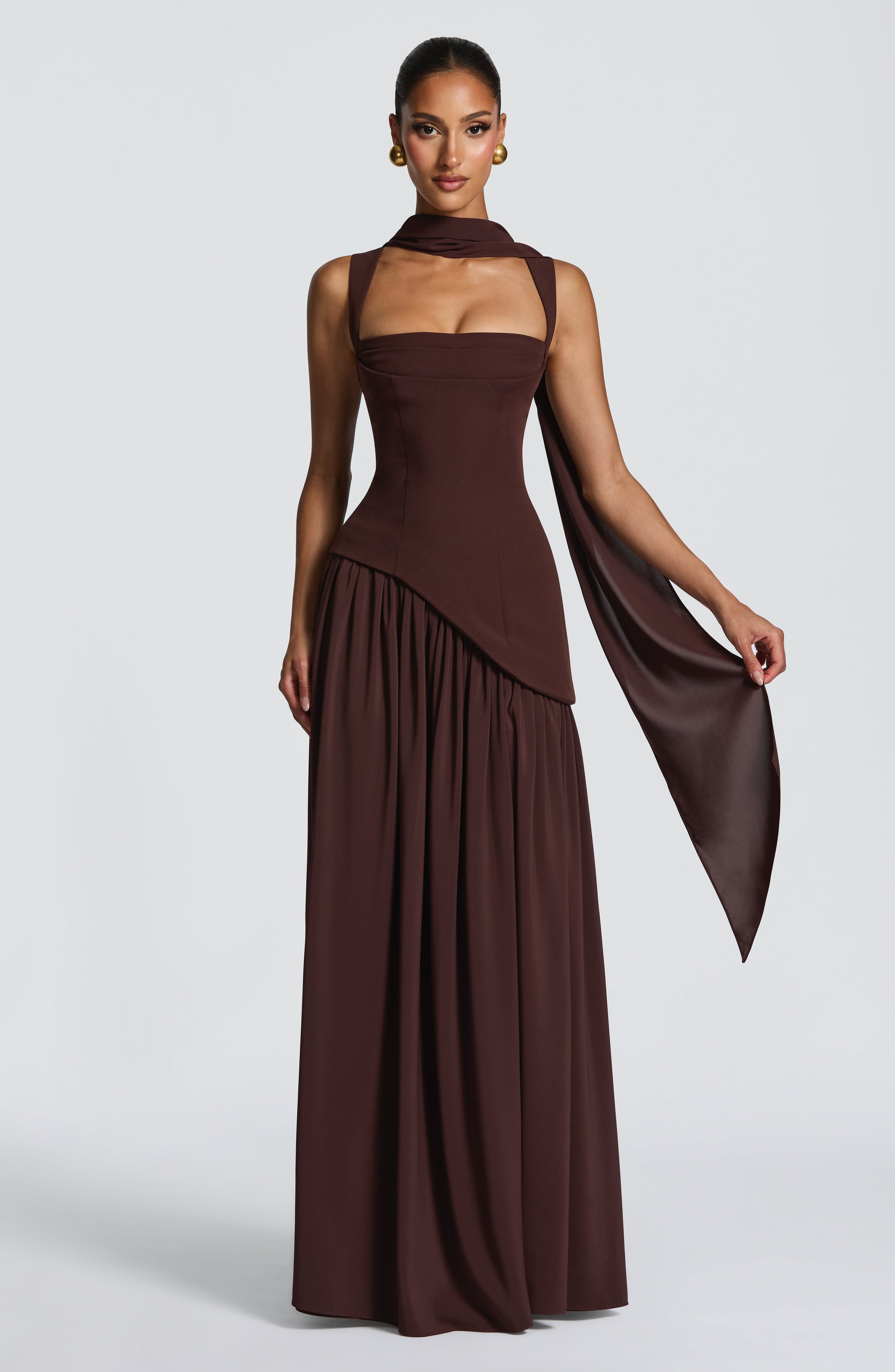 minilena Tullulah Maxi Dress Plum Brown