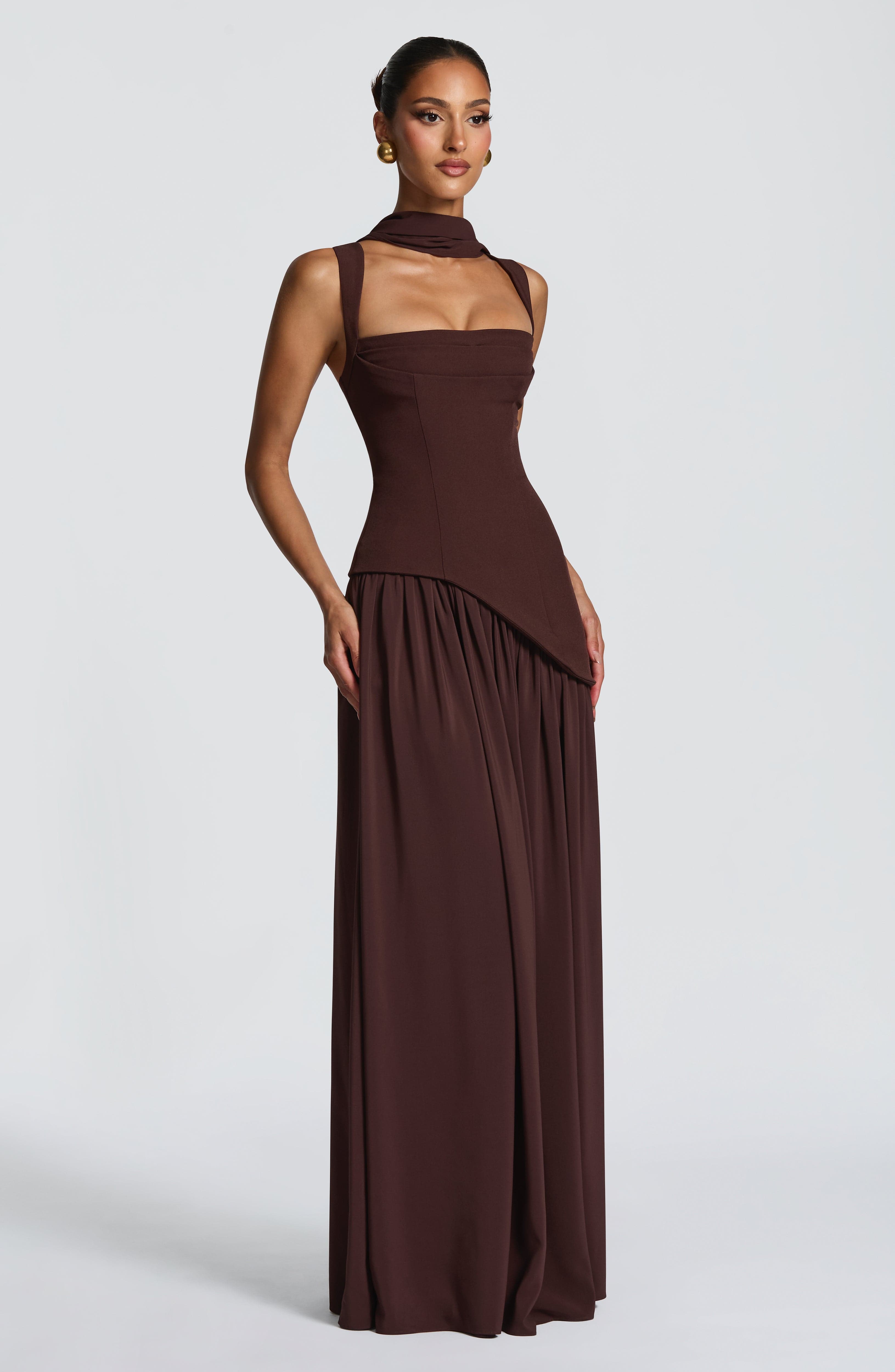 minilena Tullulah Maxi Dress Plum Brown