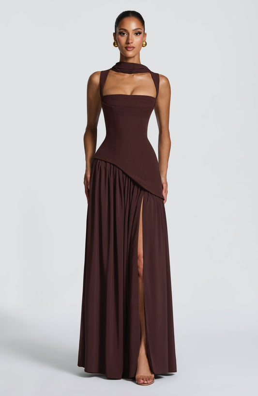minilena Tullulah Maxi Dress Plum Brown