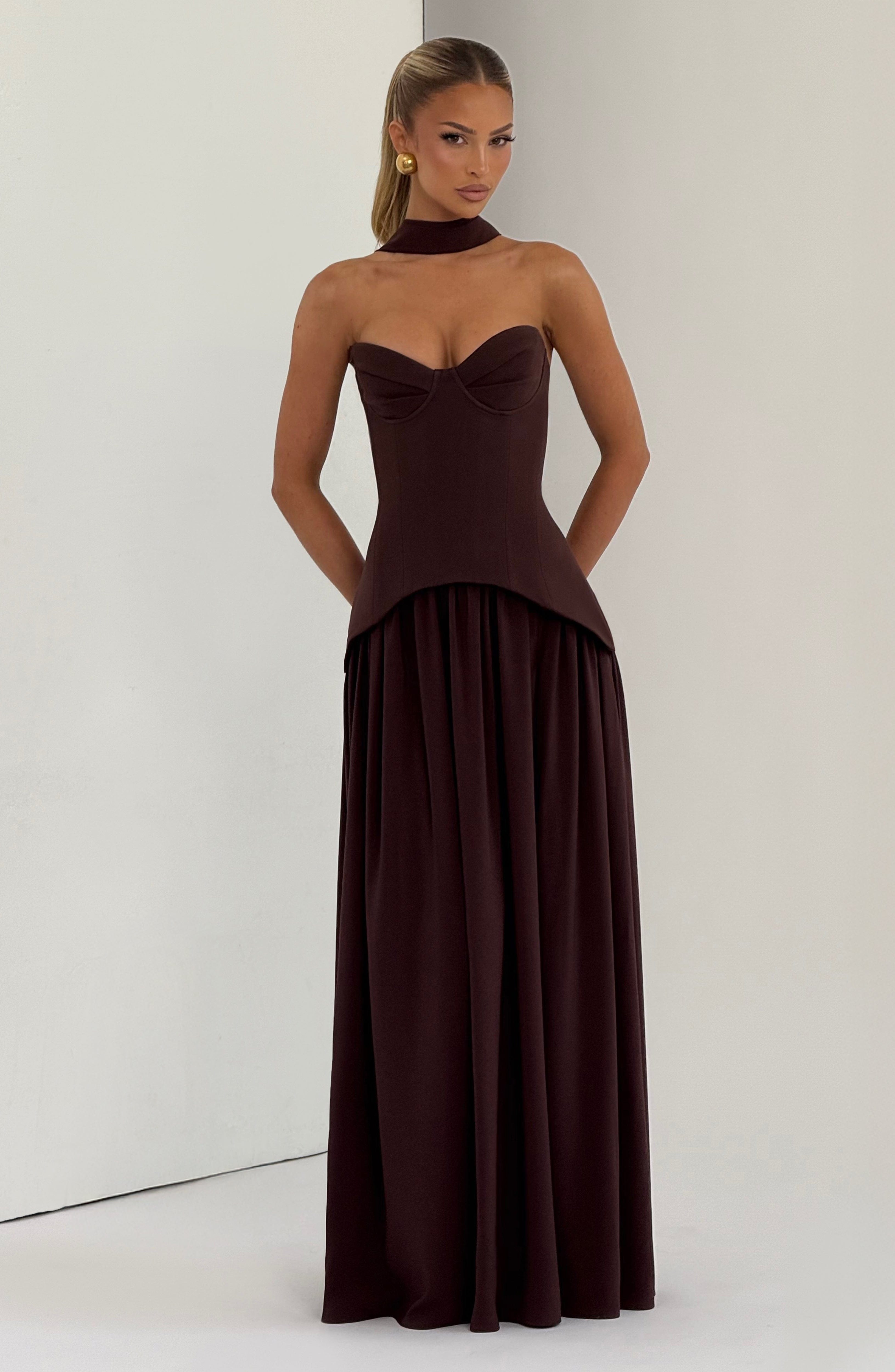 minilena Vietta Maxi Dress Plum Brown