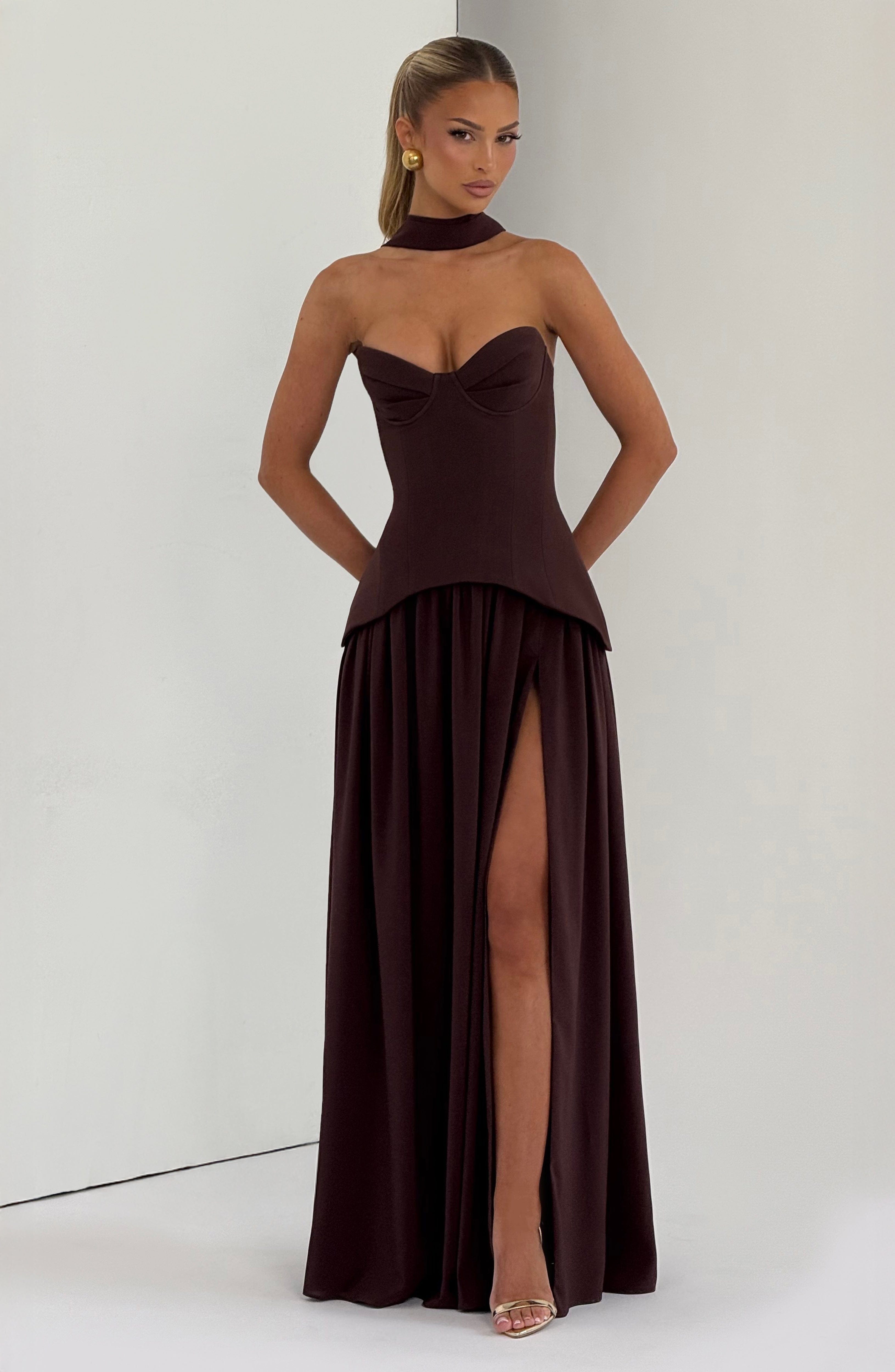 minilena Vietta Maxi Dress Plum Brown