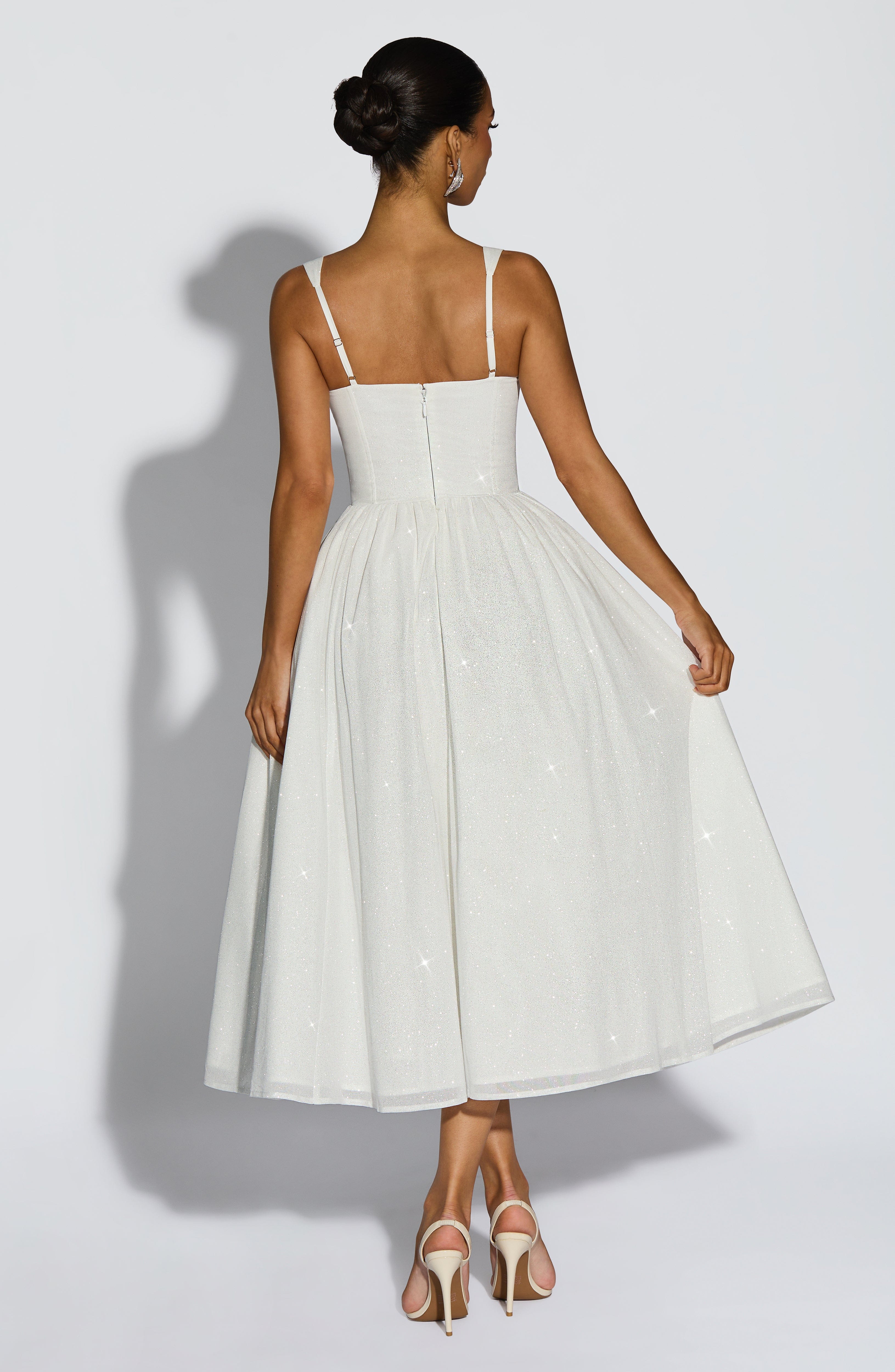 minilena Vivienne Midi Dress Ivory Sparkle