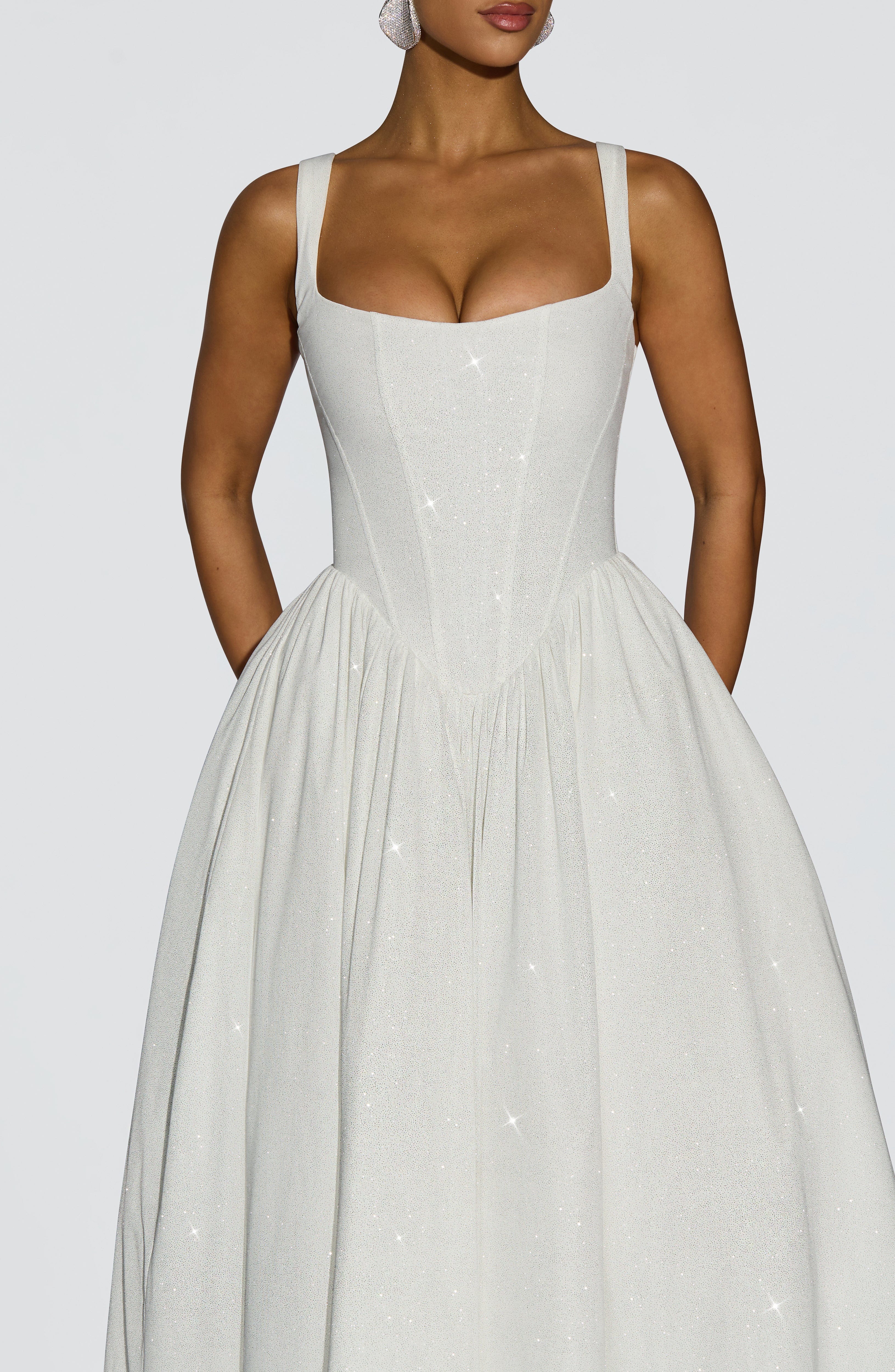 minilena Vivienne Midi Dress Ivory Sparkle