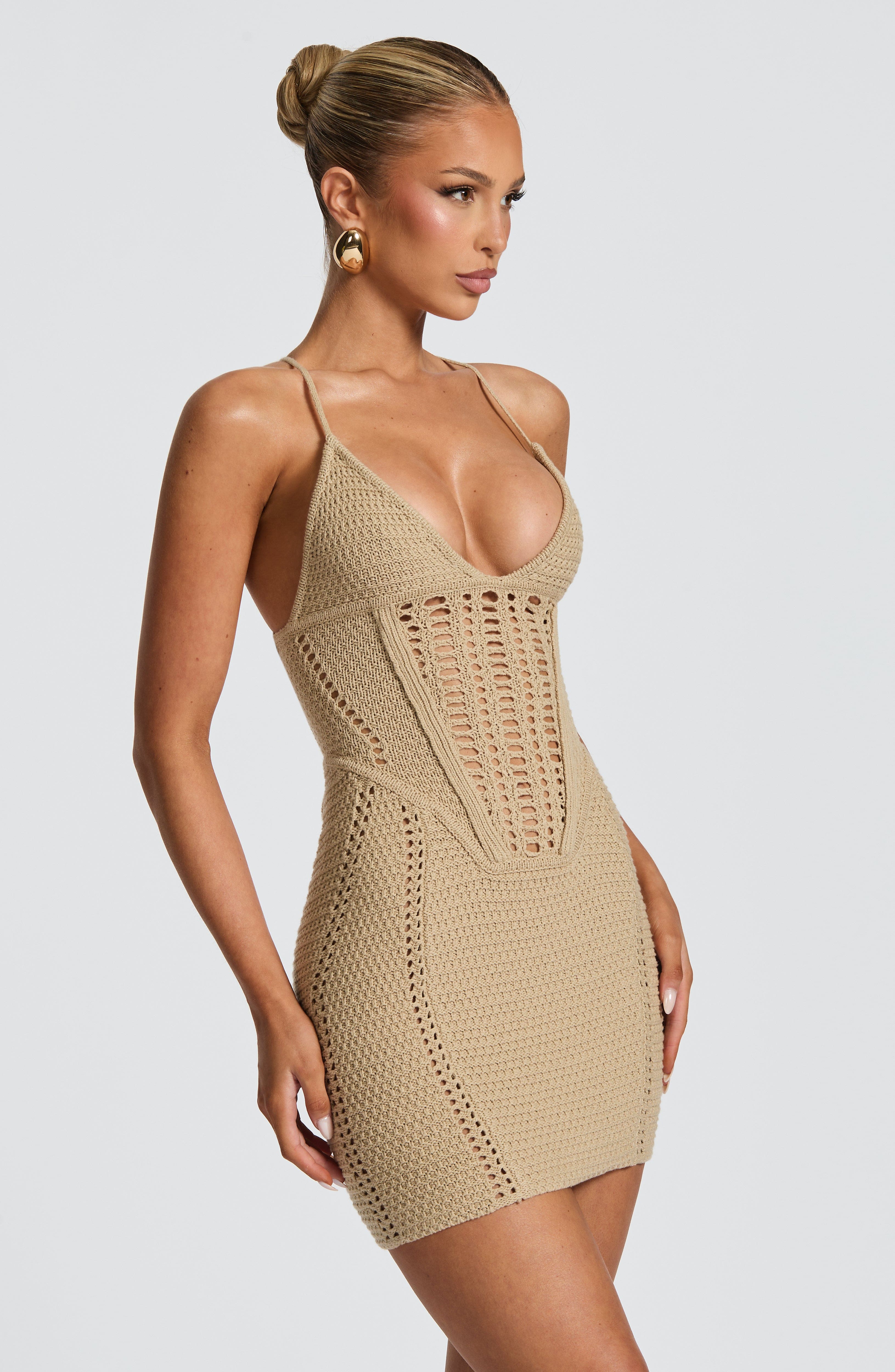minilena Xanthe Mini Dress Beige