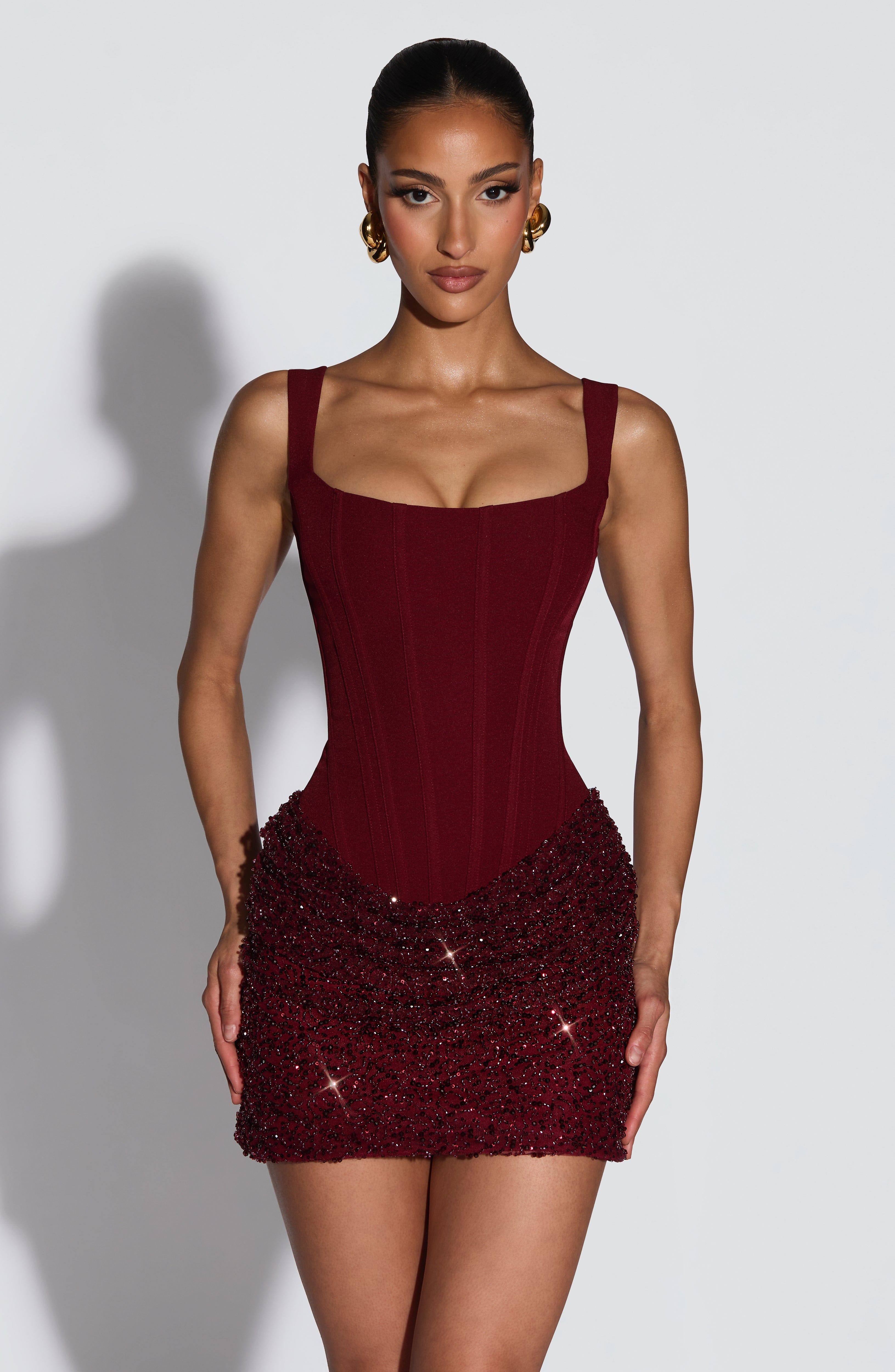 minilena Yeona Mini Dress Burgundy