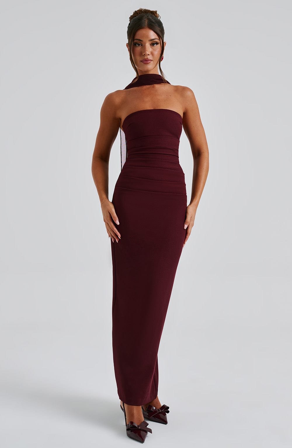 minilena Yulia Maxi Dress Cherry Lacquer