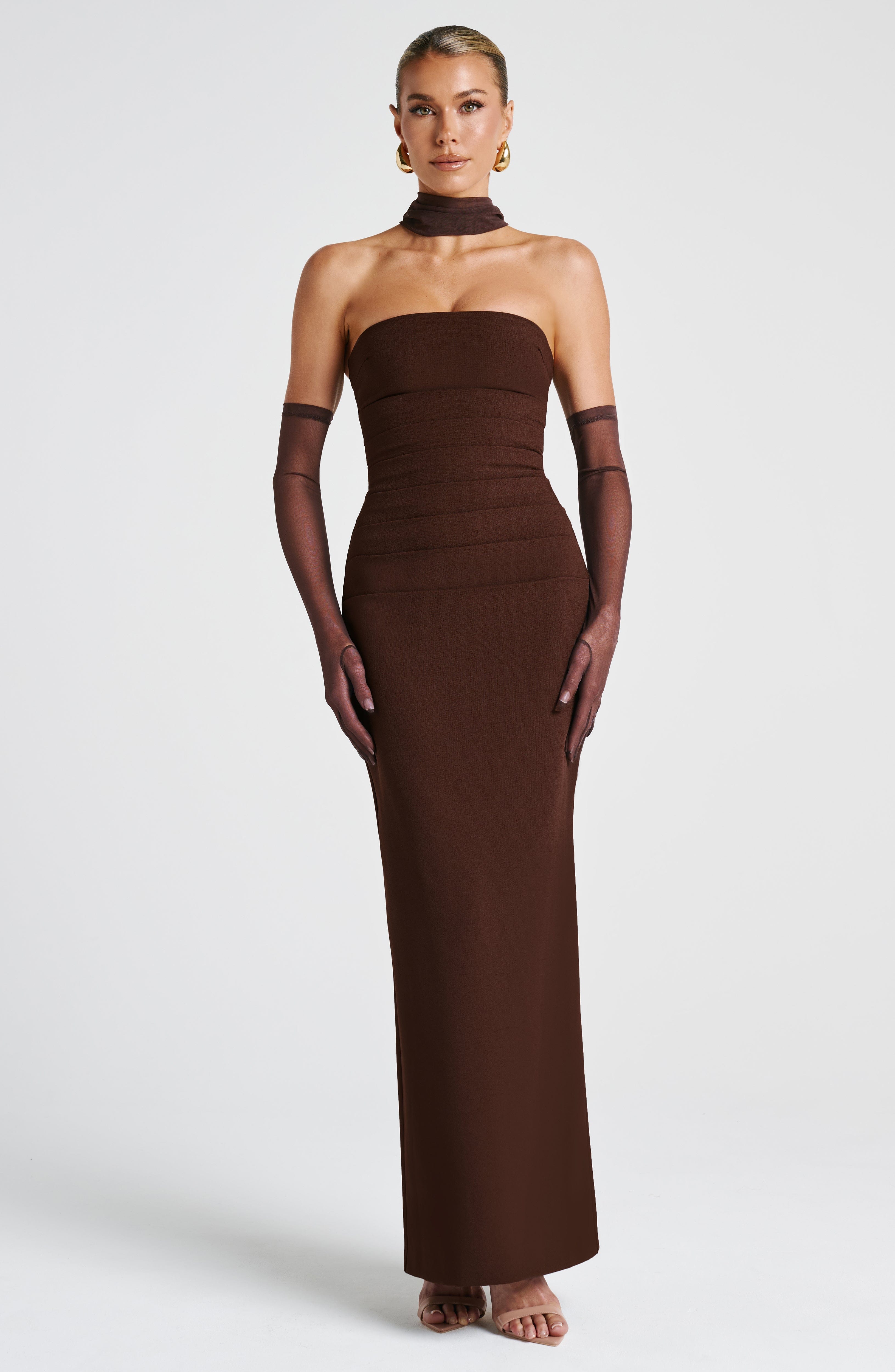 minilena Yulia Maxi Dress Plum Brown