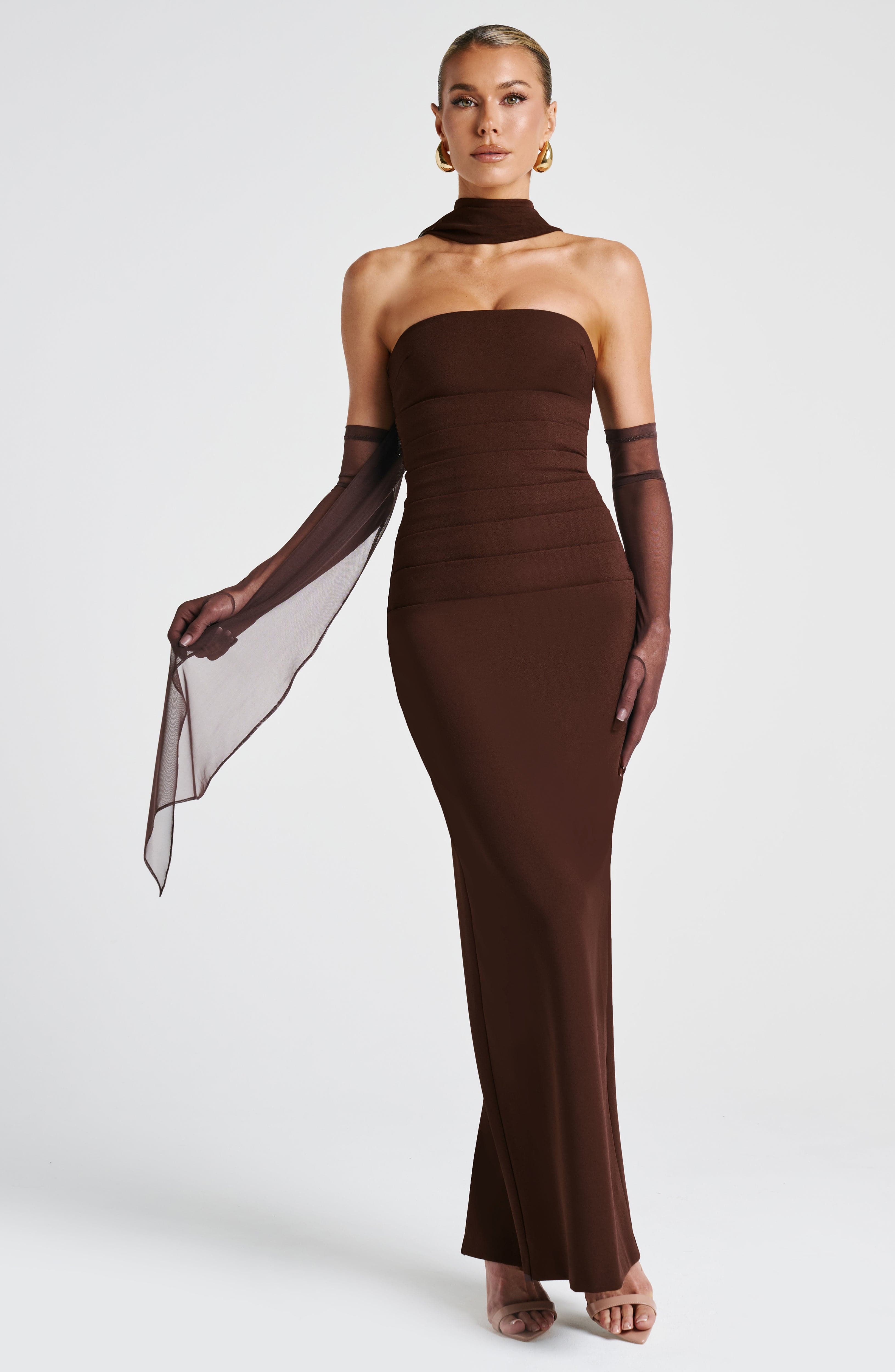 minilena Yulia Maxi Dress Plum Brown