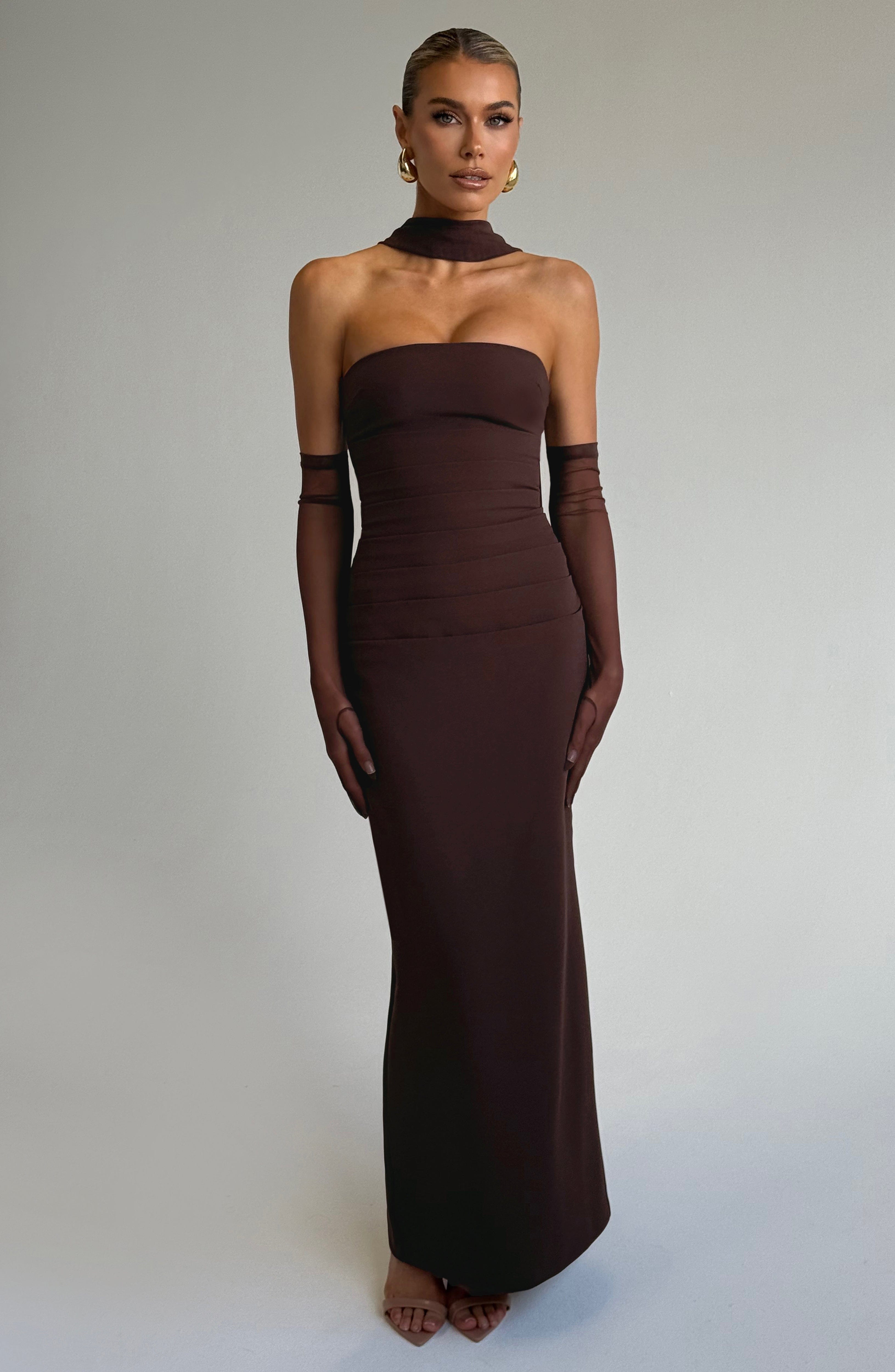 minilena Yulia Maxi Dress Plum Brown