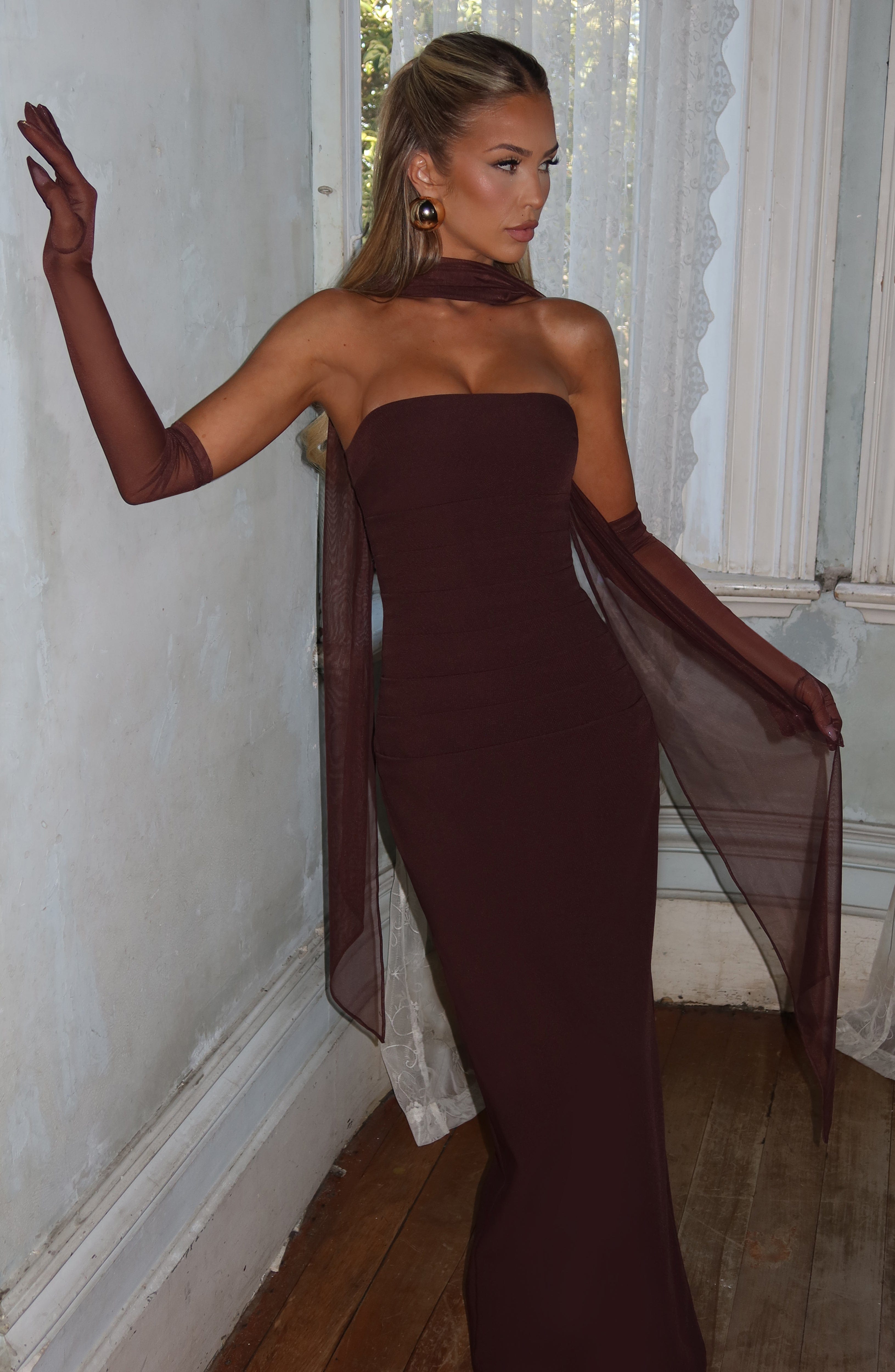 minilena Yulia Maxi Dress Plum Brown